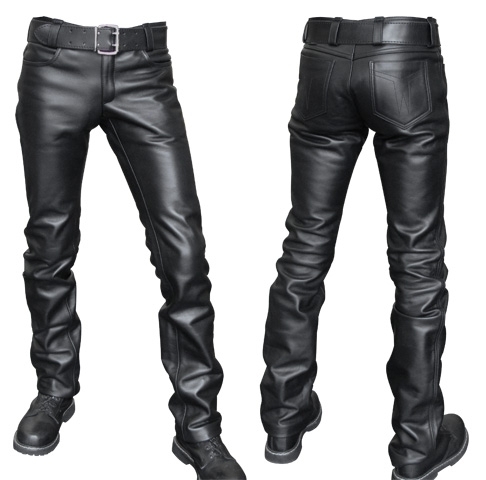 Pantalones de cuero negro MisterB Jeans Zip