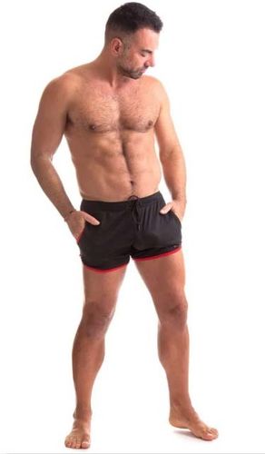 665 RALLY SHORTS BLACK / RED